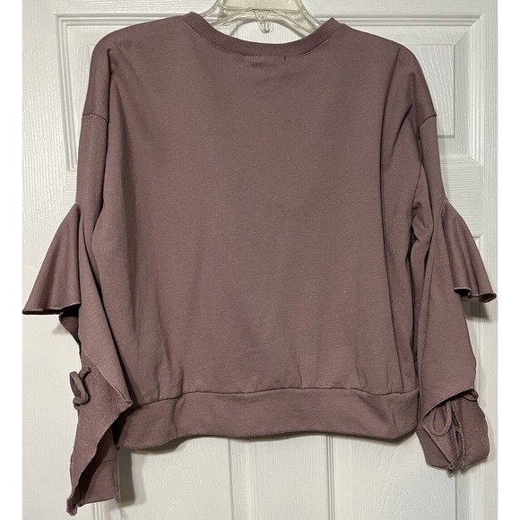 Romeo & Juliet Couture Dusty Rose Crew Neck Ruffle Tie Sleeve Women's Top Small - Picture 3 of 6